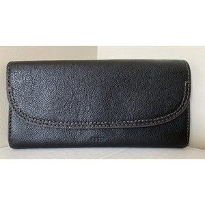 New Fossil Cleo Flap Clutch Leather wallet Black